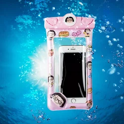 Clear Water Proof Phone Cover Bag Pouch Diving Sports Cartoon Style Floating Waterproof Phone Case for Summer Vocation