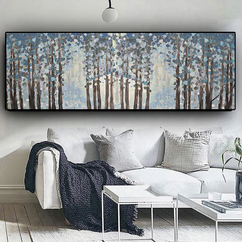 Flower Tree Abstract Landscape Oil Painting on Canvas Posters and Prints Wall Art Picture for Living Room