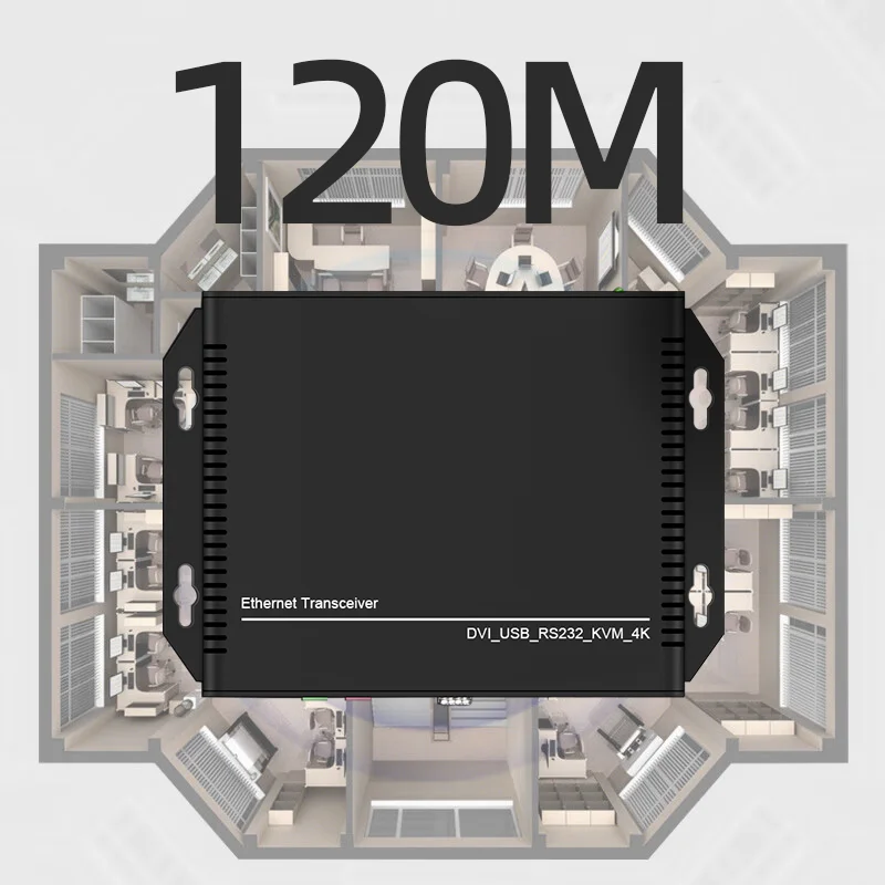 4k 30HZ KVM Extender RJ45 568B USB DVI KVM Extender 120m