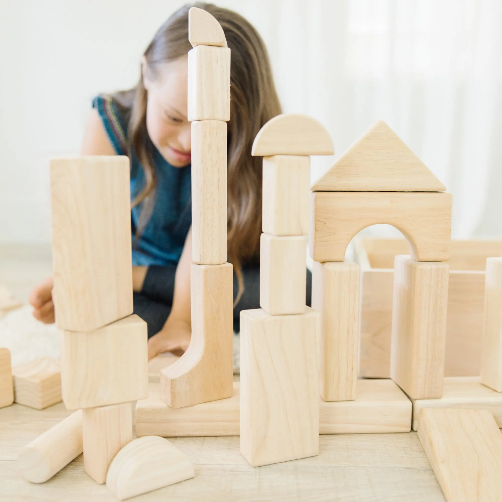 Standard Unit Solid-Wood Building Blocks With Wooden Storage Tray colorful toddler educational set toy  educational set toy