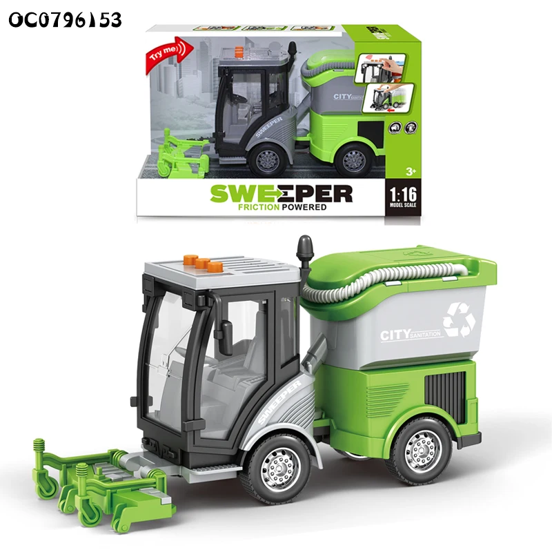 1:16 Kids children friction power set vacuum sweeper truck toy with light sound