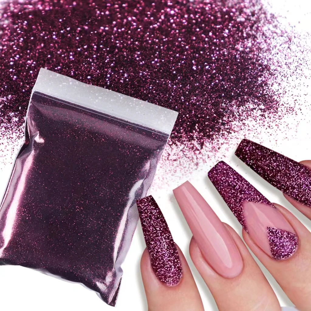 50g Nail Glitter Powder Dazzling Manicure Sprinkles Pigment Design Nails Accessories Professional Supplies 0.2mm Dust Decoration