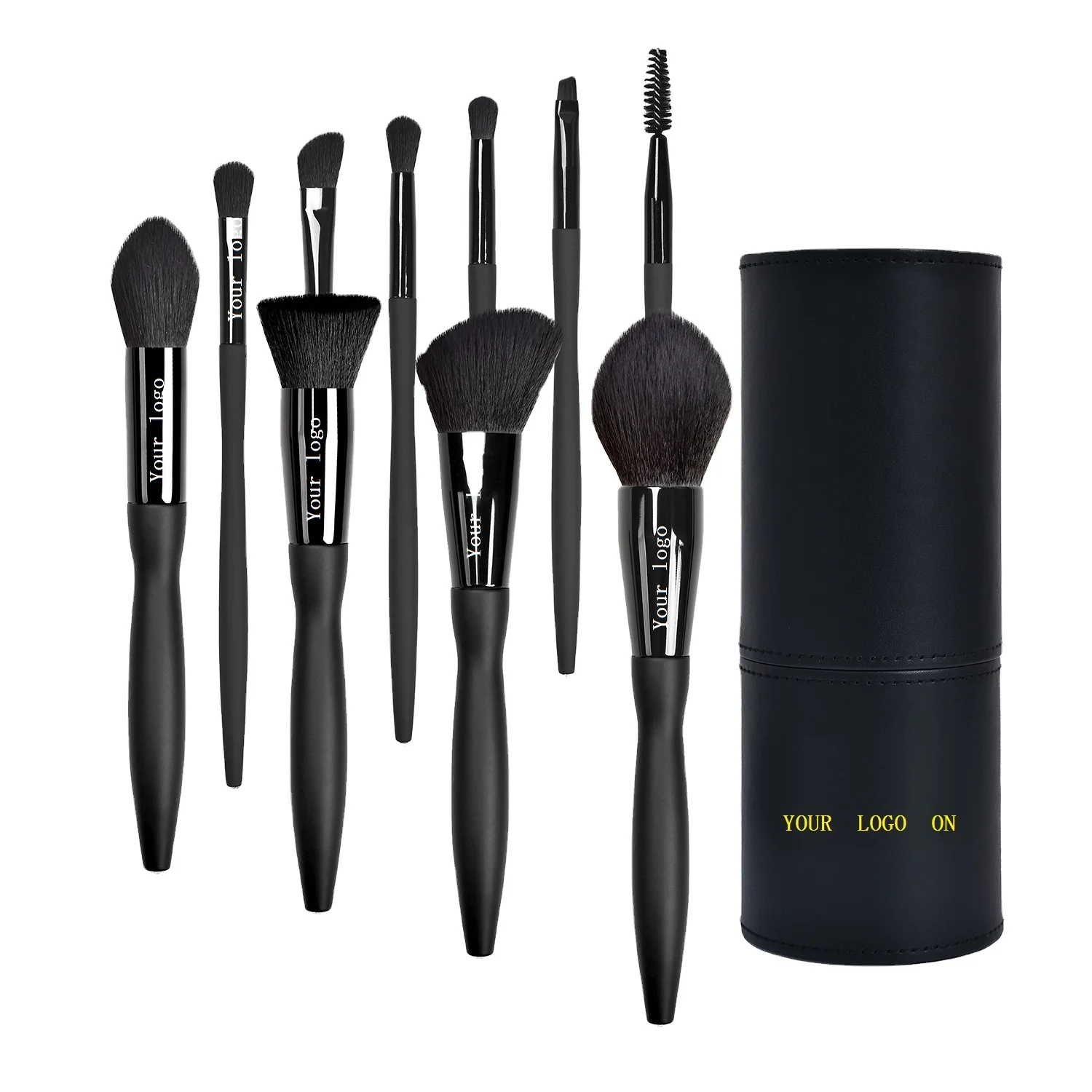 Private Label Black 9pcs High End Make Up Brush With Pu Holder Unbranded Makeup Brush