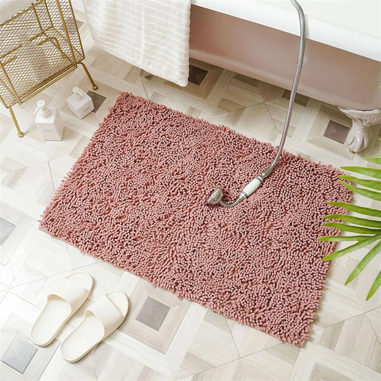 Click Bathroom Rug 50 x 80 Cm Non-Slip Premium Microfiber Chenille Soft Washable Water Absorbent Bath Mat