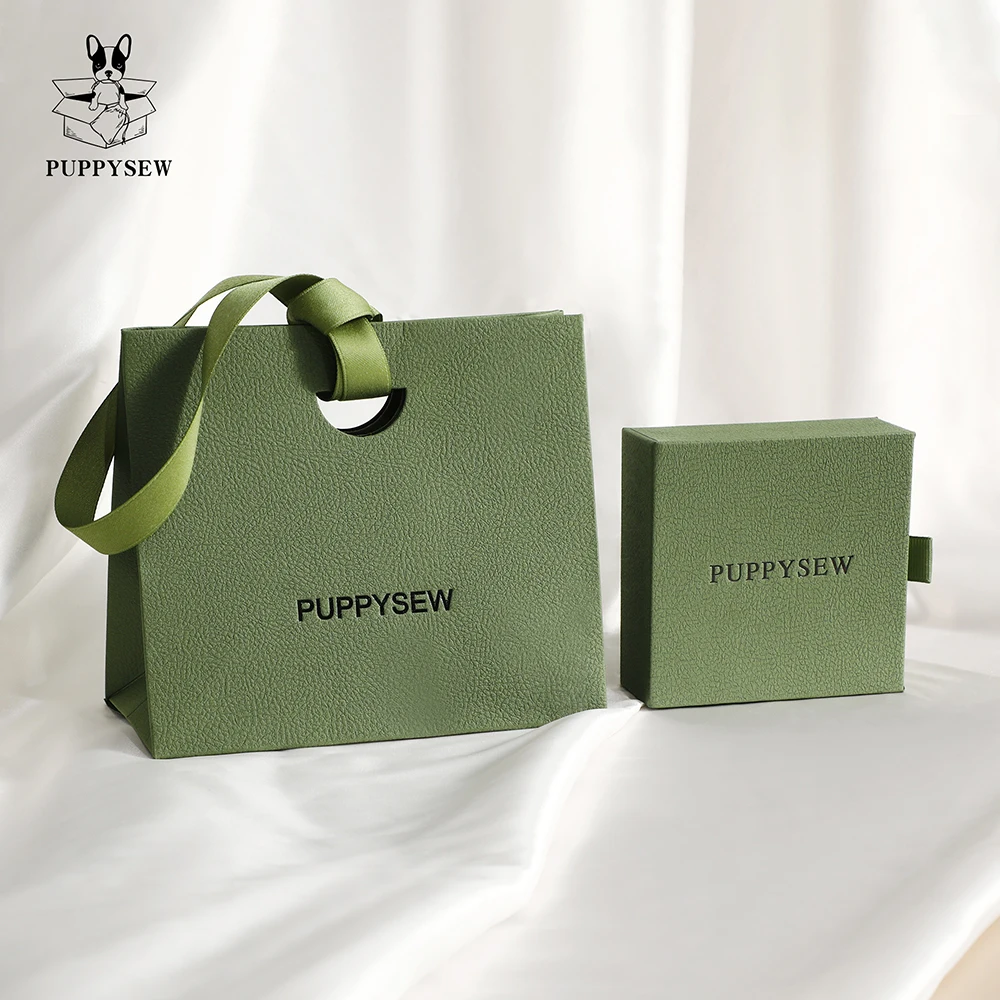 PUPPYSEW Custom logo Jewelry paper bag with Sliding Jewelry box  Drawer Box Cardboard Ring Earring Necklace packaging  Bag