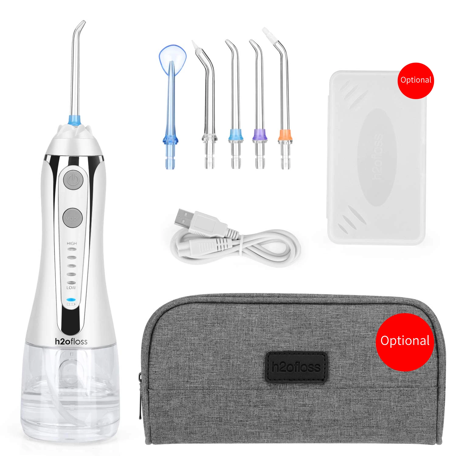H2ofloss water ultra water floss Dental/Oral irrigator Portable/Rechargeable IPX7 Waterproof 5 Modes 300mL