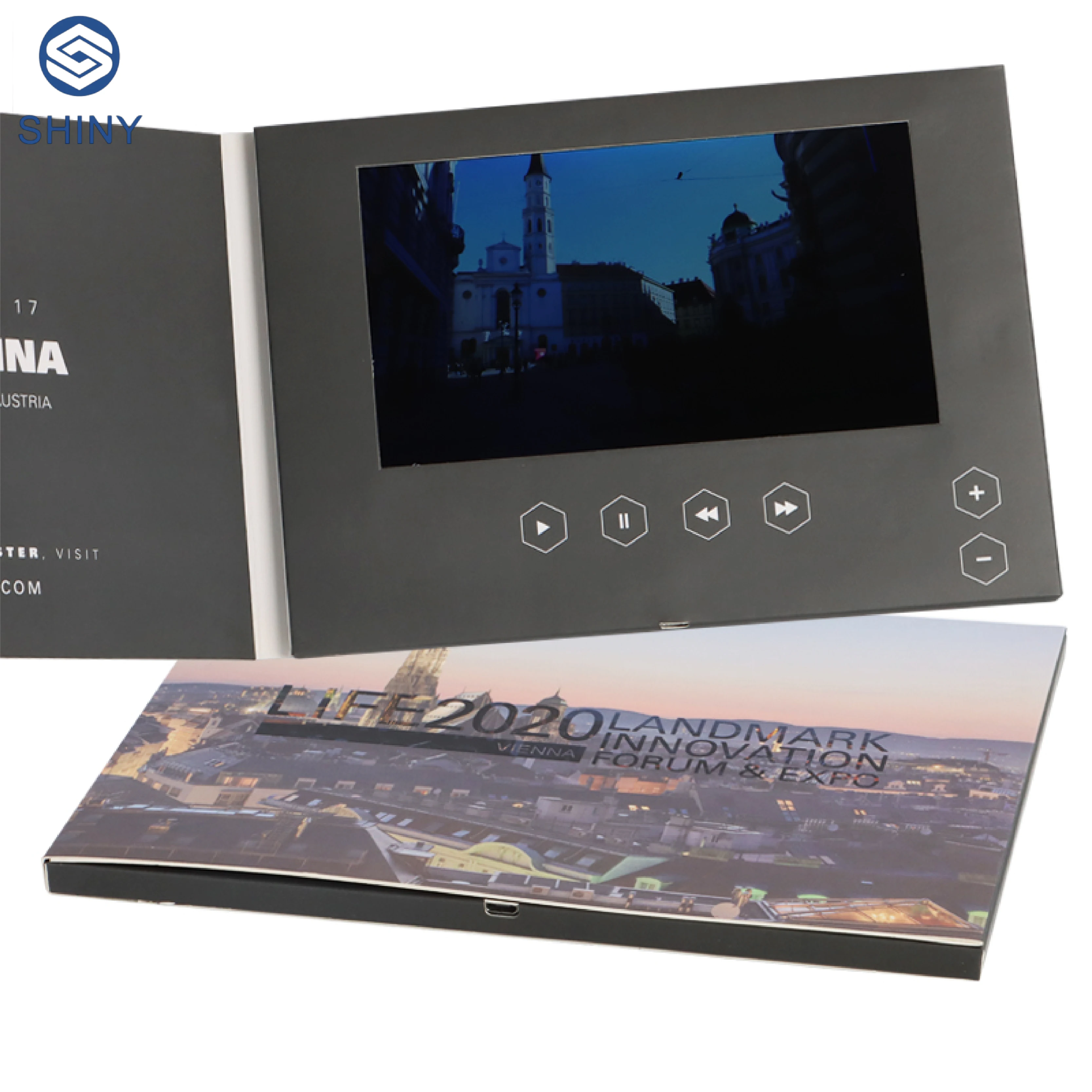 Custom Printing Wedding Invitation Greeting Card LCD Screen Video Book 7 inch IPS Screen Video Brochure