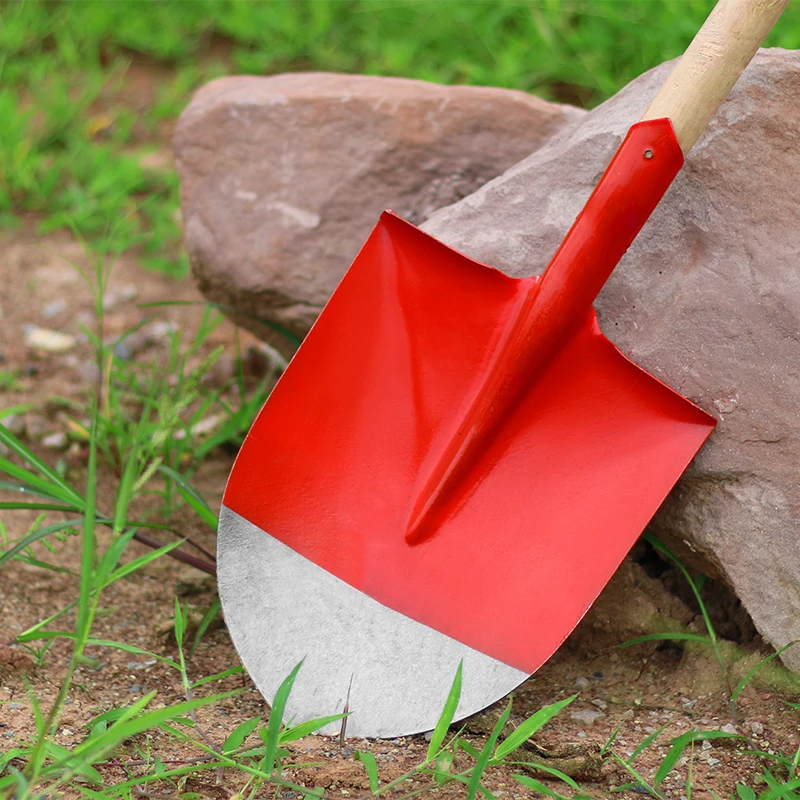 High Quality Carbon Steel Hand Shovel Portable Multifunctional Shovel Outdoor Camping Shovel with Wooden Handle