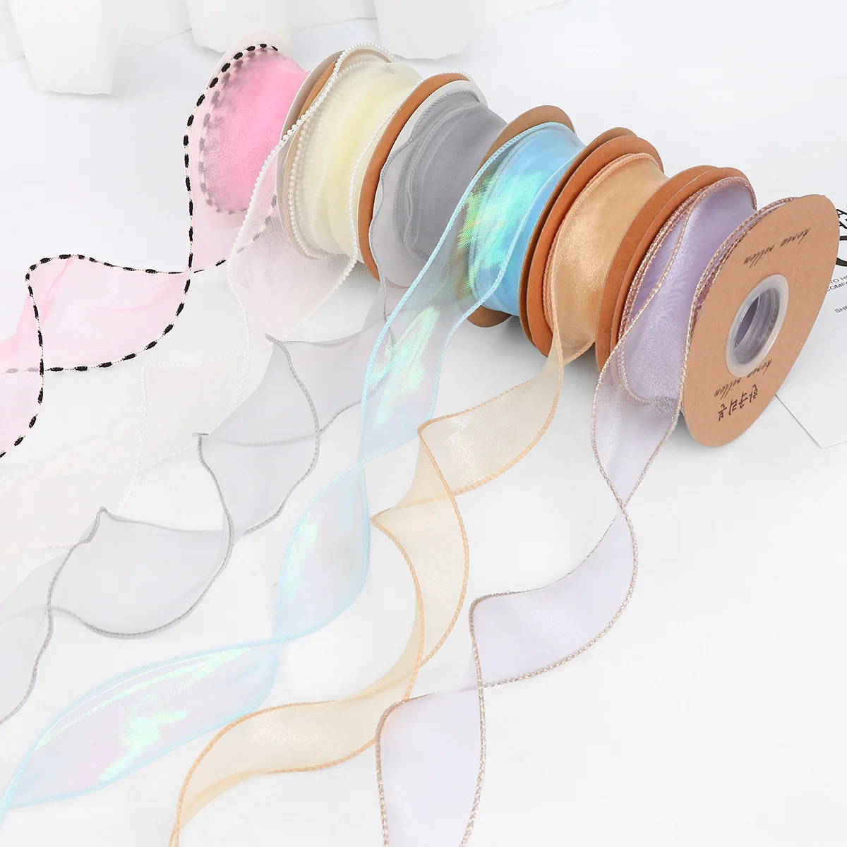 China best quality Silk Organza Lace Flower Ribbon Fishtail Yarn 10 yards Ribbon for gift flower packing