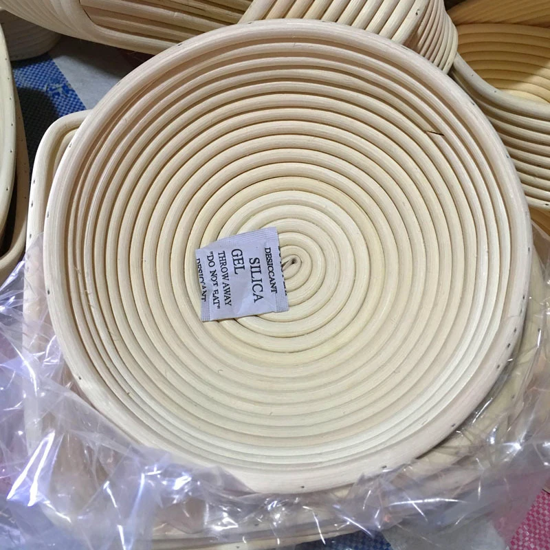 OEM Custom Logo 9 inch Natural Rattan Cane Round Dourdough Bread Proofing Basket Banneton Basket Dough Rising Basket with Liner