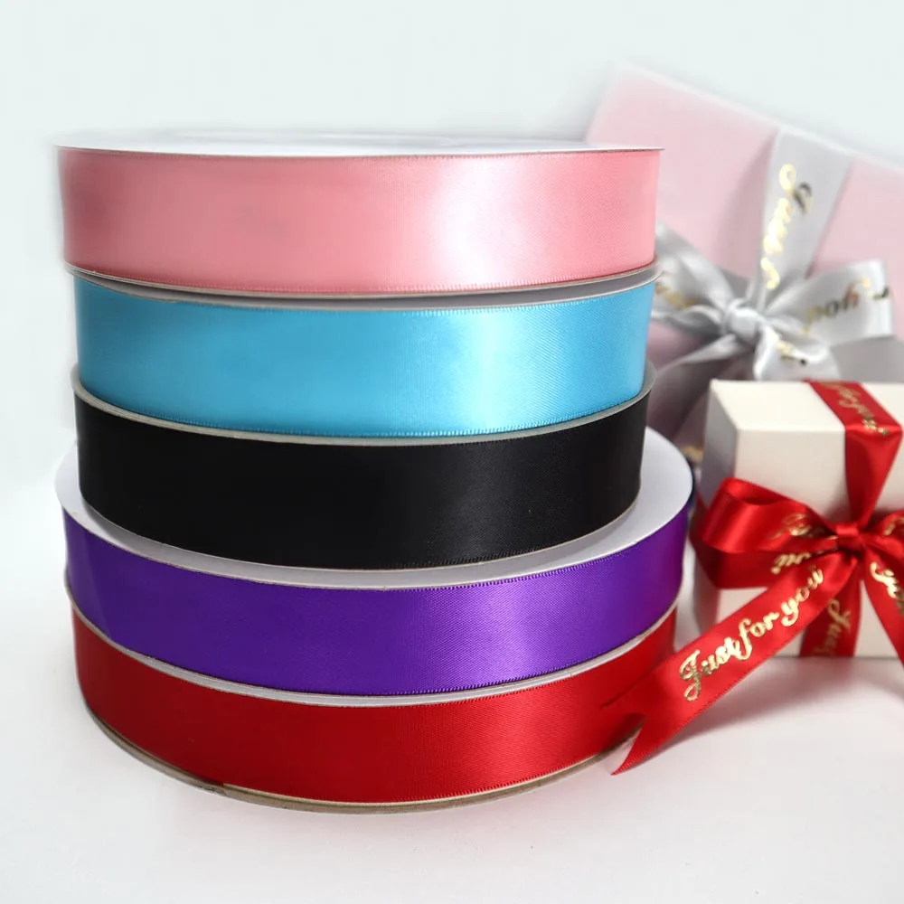 Factory custom logo gold silver foil silk satin ribbon printed