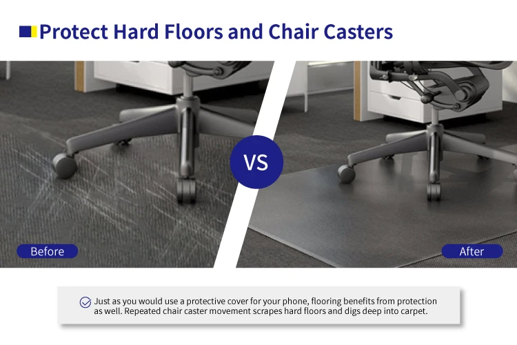 Wholesale PVC Office Transparent pvc mat floor for Hard Floor Surface Clear Chair Mat