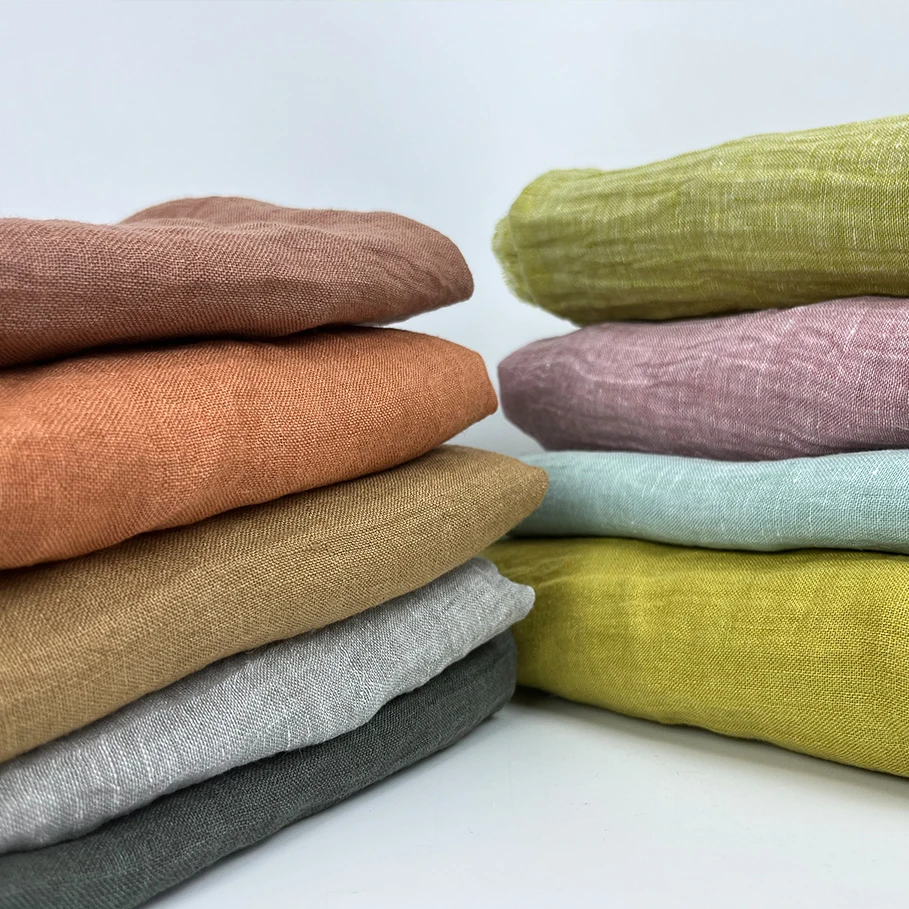 Stone washed Linen gauze fabrics with soft hand feel