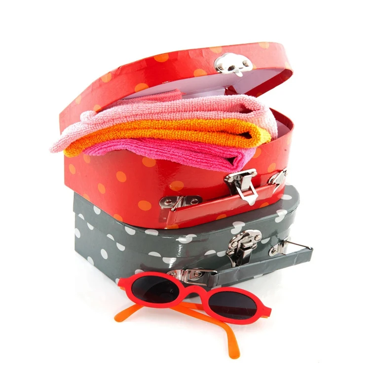 Paper Cardboard Decorative Kid style storage Suitcases For Small Toys, Set Of 3