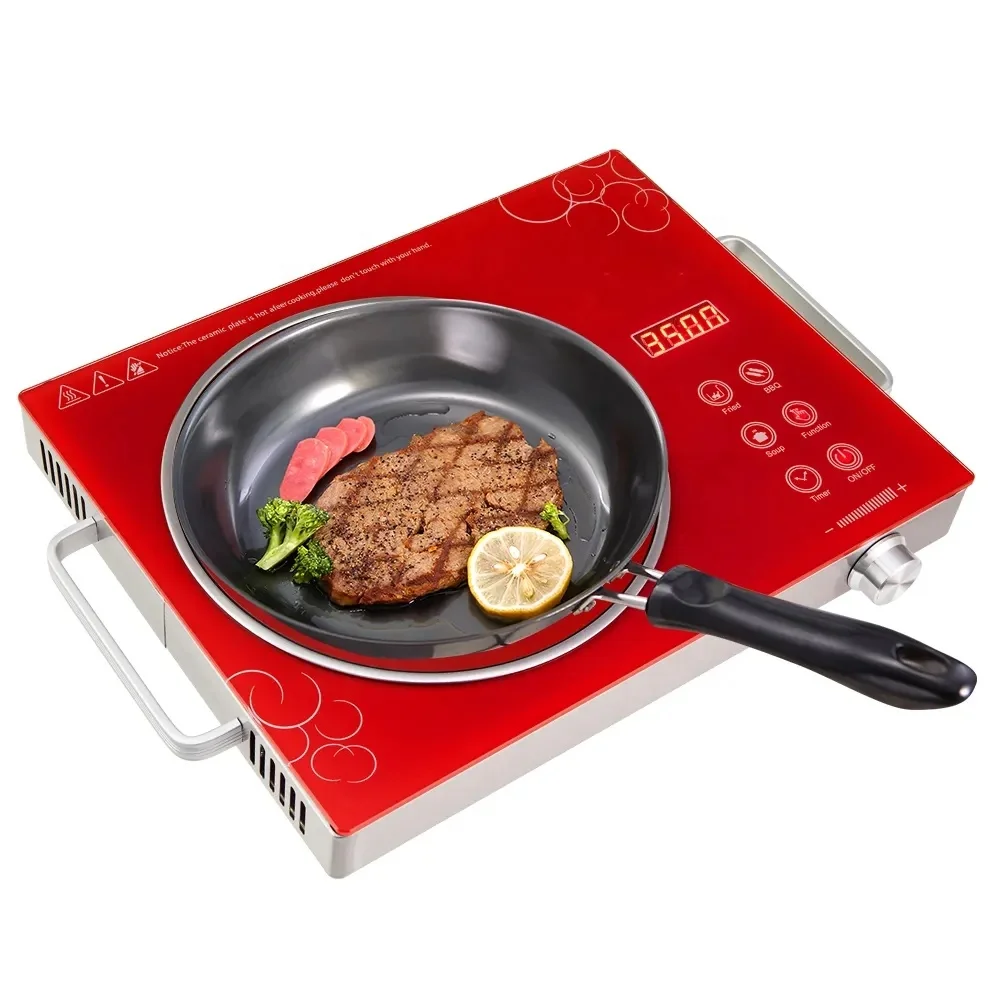 Glass Panel Black Red Colorful Fashion Design Electric Portable Ceramic Hob One Burner Induction Infrared Cooker Spare Parts