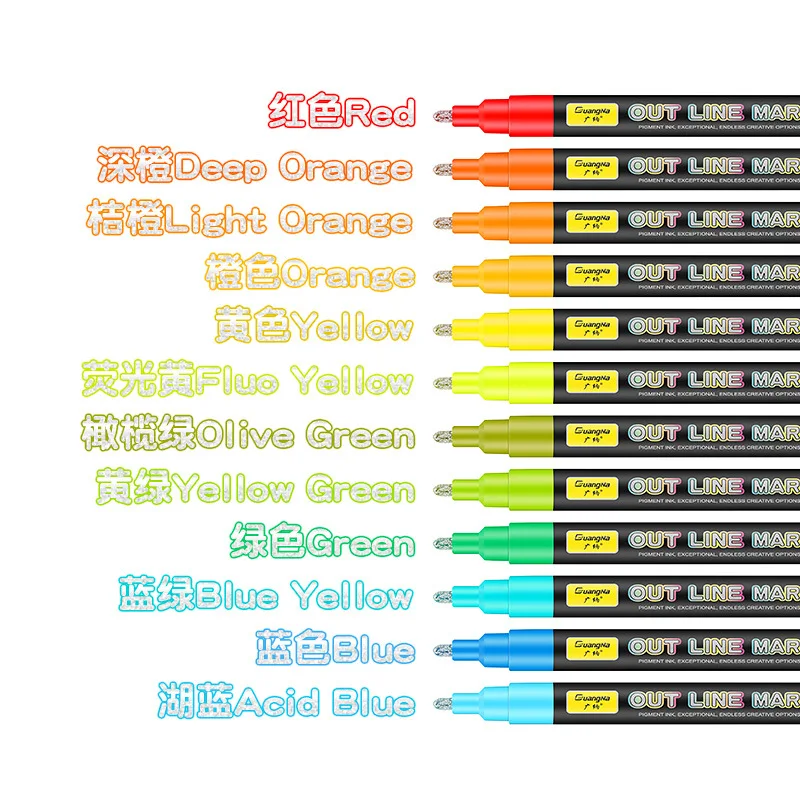 New 24 color black bar color hand drawn silver light water-based marker pen