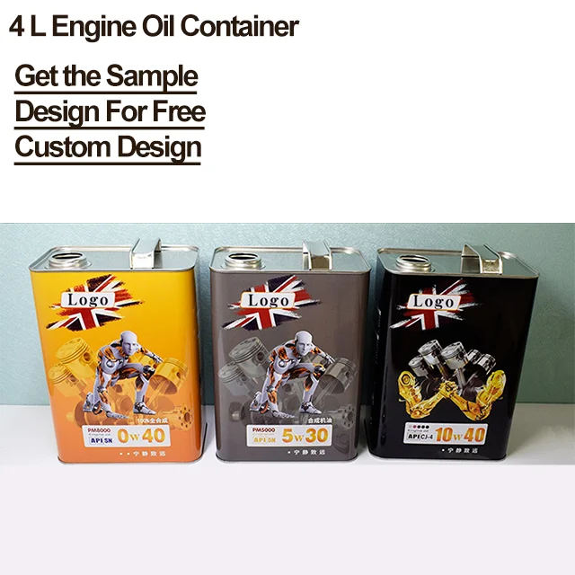 4L F Style Motor Oil Engine Oil Container China Factory Custom Design Printing Tin Can 178*112*240