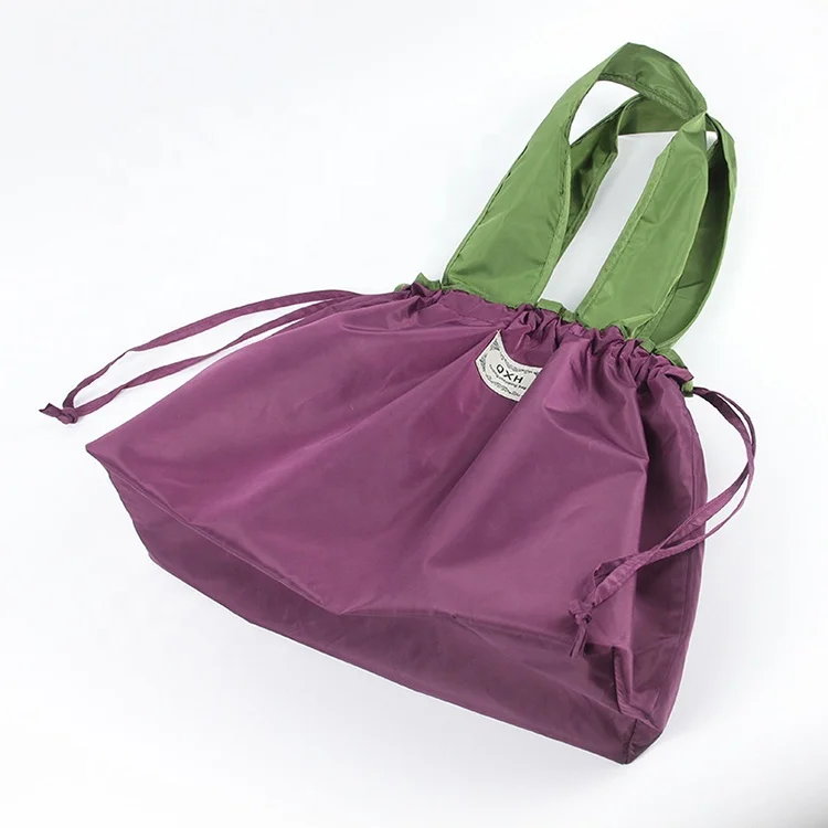 Heavy Duty Expandable Eco-friendly Folding Tote Bag Large Reusable Nylon Polyester Foldable Grocery Shopping Bag