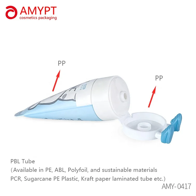 70g 100g 120g 140g 160g PE ABL PBL Wholesale Cosmetic Flip top cream packaging tube Lovely children skincare tube