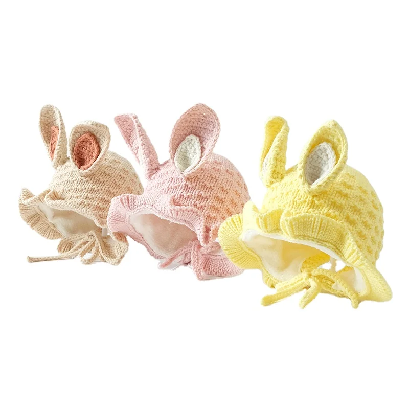 Уличные Детские твидовые вязаные Панамы с ушками животных и кружевом