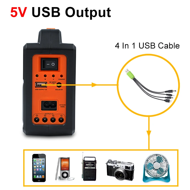 Easy Power EP-393BT solar lighting system kit solar energy rechargeable light with Radio and MP3 player USB Phone Charging