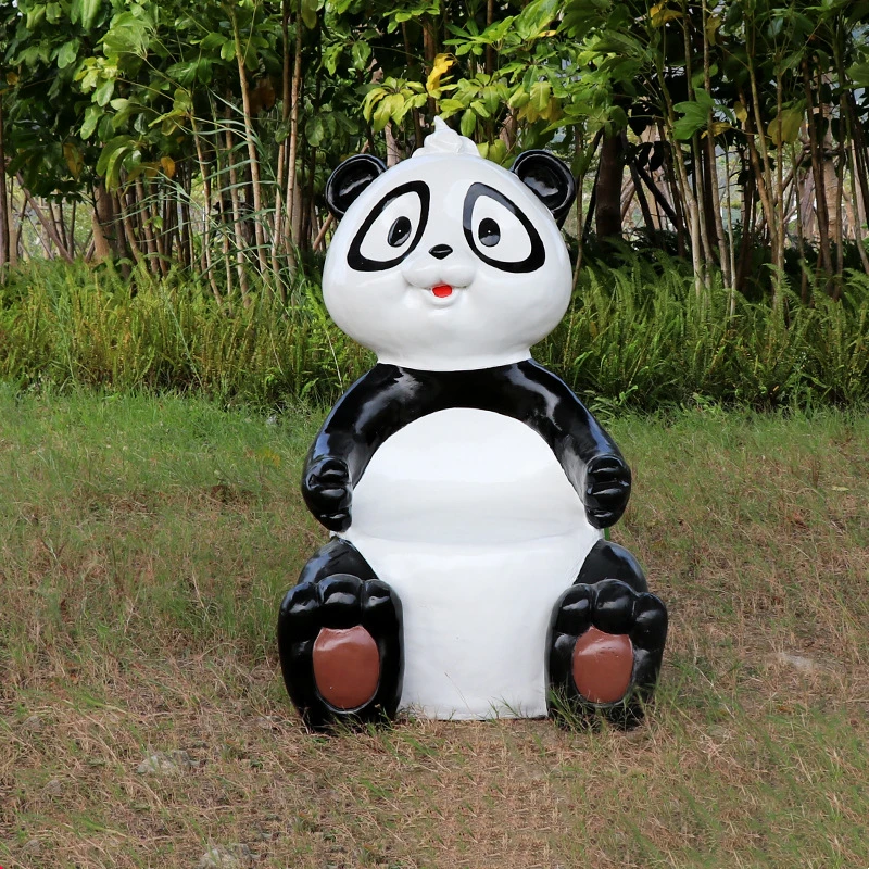 Fibreglass Panda seat garden outdoor statue sculpture