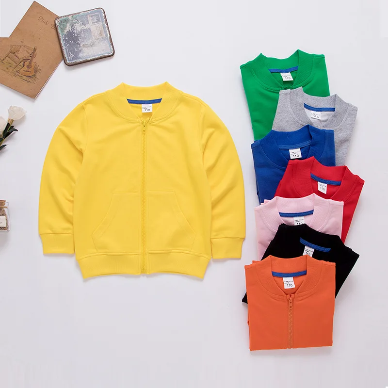 Custom Logo Kids Fleece French Terry Winter Cartoon Embroidered Sweatshirts Infant Zip up Hoodies Jackets Tracksuits Set