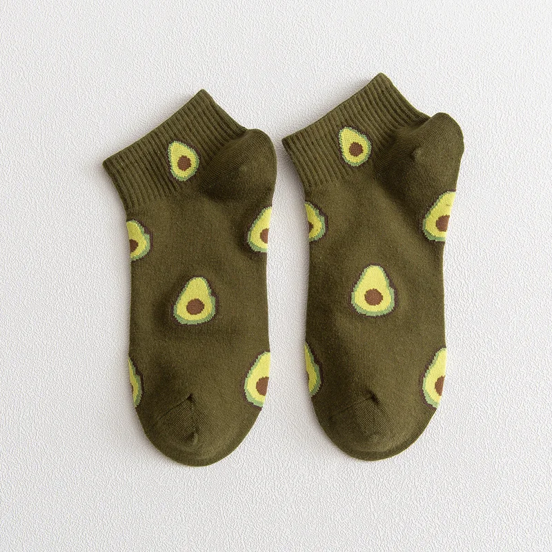 Hot Sale Comfortable Socks With Avocado Cartoon Fruit Mint Low Cut Socks