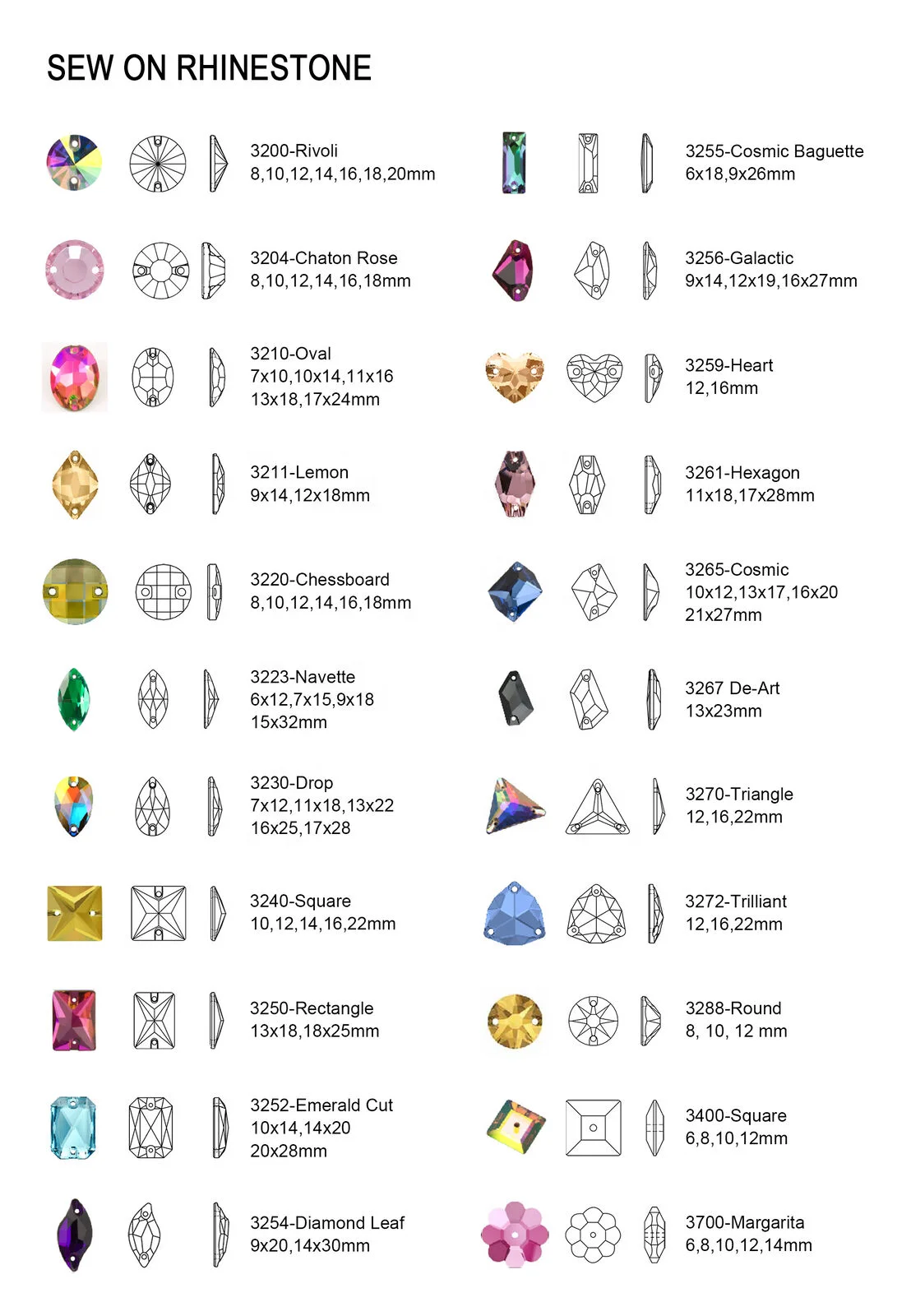 Yanruo AB Color Sew On Glass Crystal Sewing  Rhinestone Crystal Flat Back Rhinestone For Dresses