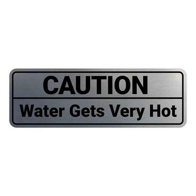 Factory Custom Brushed Silver Standard Caution Water Gets Very Hot Sign Safety Warning Sign