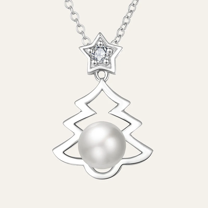 2024 Hot Sale Party Christmas Designs Jewelry S925 Sterling Silver Christmas Tree Freshwater Pearl Pendant Mounting