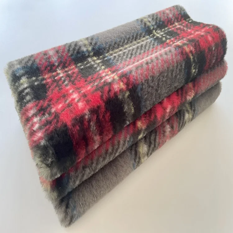 Home Textile Blanket 100% Polyester Fleece Fluffy Printed Scottish Tartan Checkered Scarf Fabric
