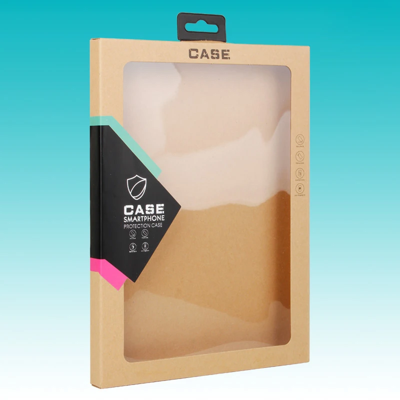customized logo kraft paper mobile phone case packaging box with Pvc window