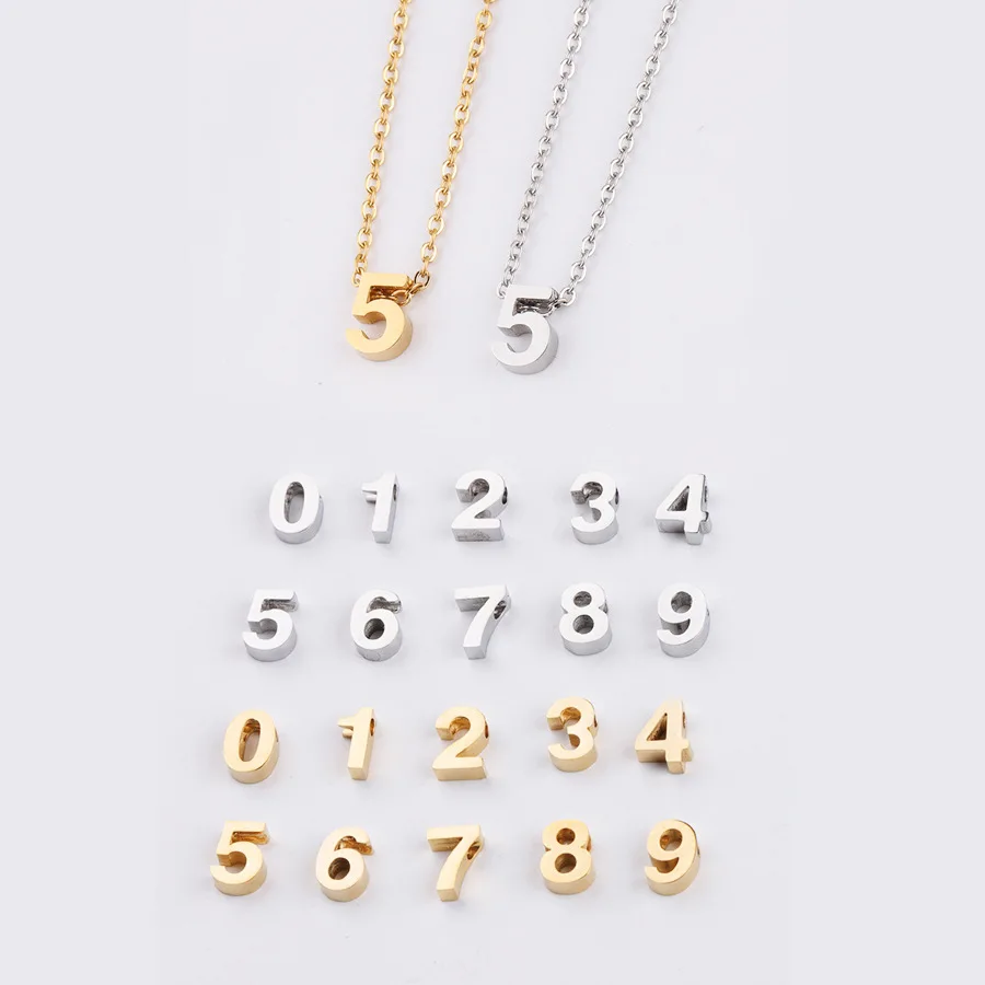 
18K Gold Plated Stainless Steel Arabic Digital Pendant Necklace Chains Anklet Personality Anniversary Necklace Jewelry Wholesale 