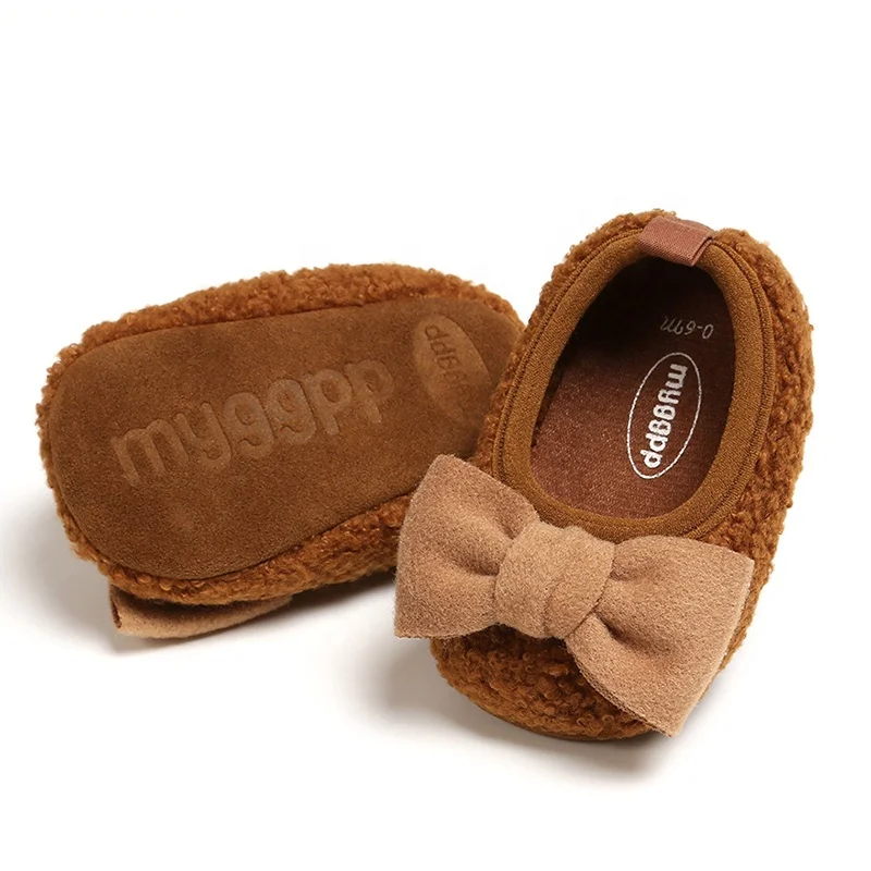 EVERTOP casual type berber fleece upper suede PU sole soft infant baby shoes moccasins