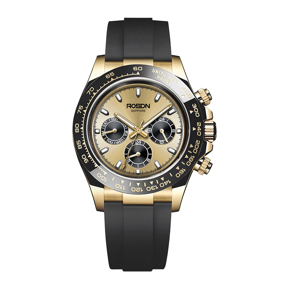 Retro Quartz Gold Watches For Mens Watches Men Wrist Quartz Chronograph Lift Waterproof Dial Relogio Masculino