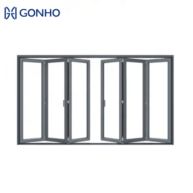 GONHO 2 Tracks Soundproof insulated strong durable high quality pulley sliding folding louver door