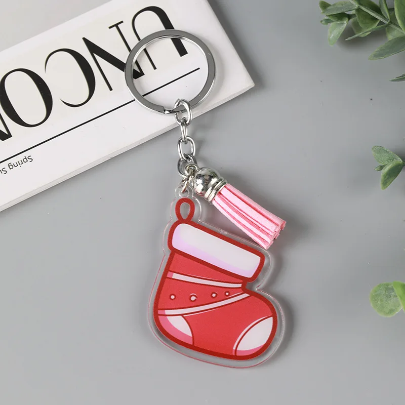 Custom Christmas Acrylic Keychain Merry Christmas Transparent Rainbow Laser Acrylic Keychain Personalized Custom Holo Epoxy