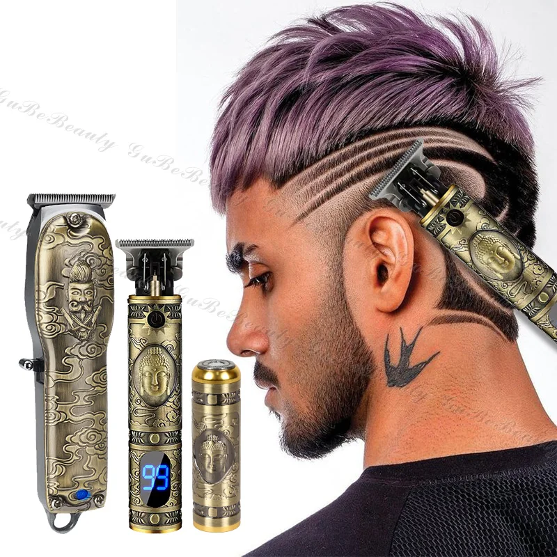 Gubebeauty gold set professional trimmer stainless blades rechargeable trimmer cordless hair trimmer for men with FCC