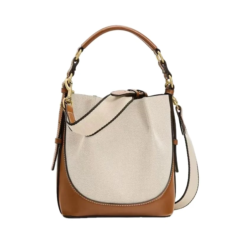 New Luxury Drawstring Crossbody Handbags Leather Shoulder Bucket Bags For Women