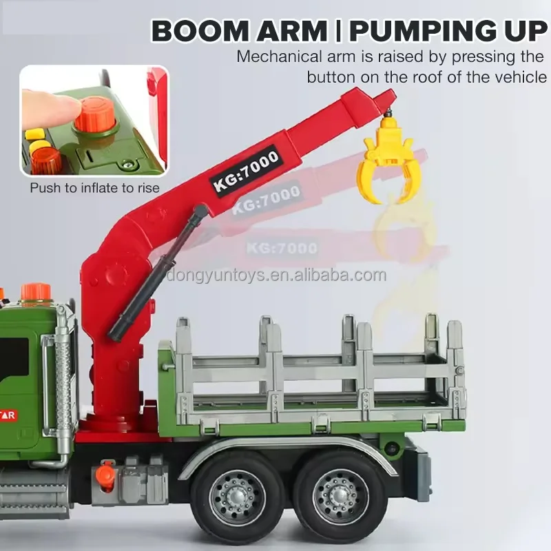 Timber transport truck inertia logging truck with sound and light friction power garbage sorting transport vehicle for kids gift