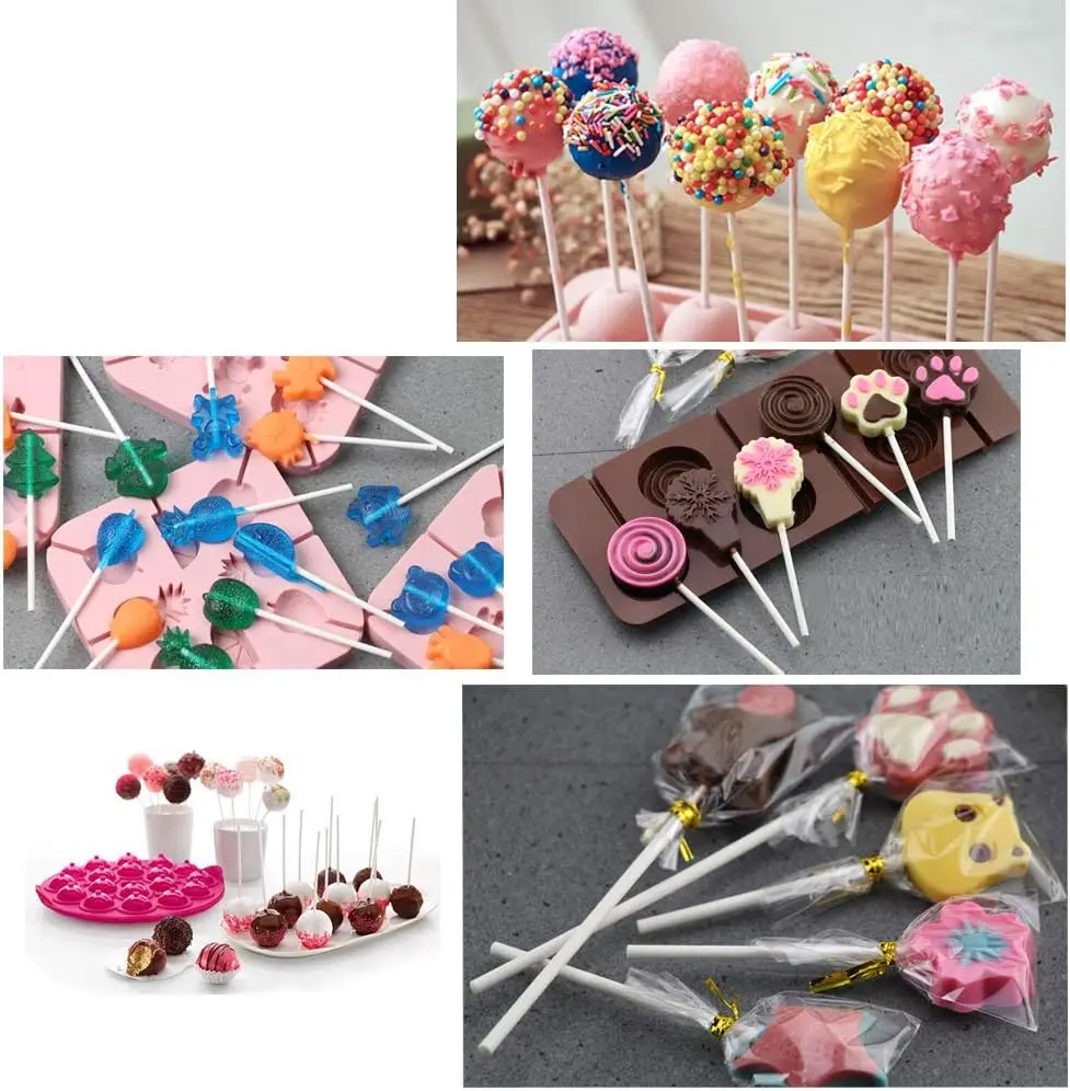 White Paper Lollipop Sticks 3 4 6 Inch for Lollipop Cake Pops and Candy 100 Count