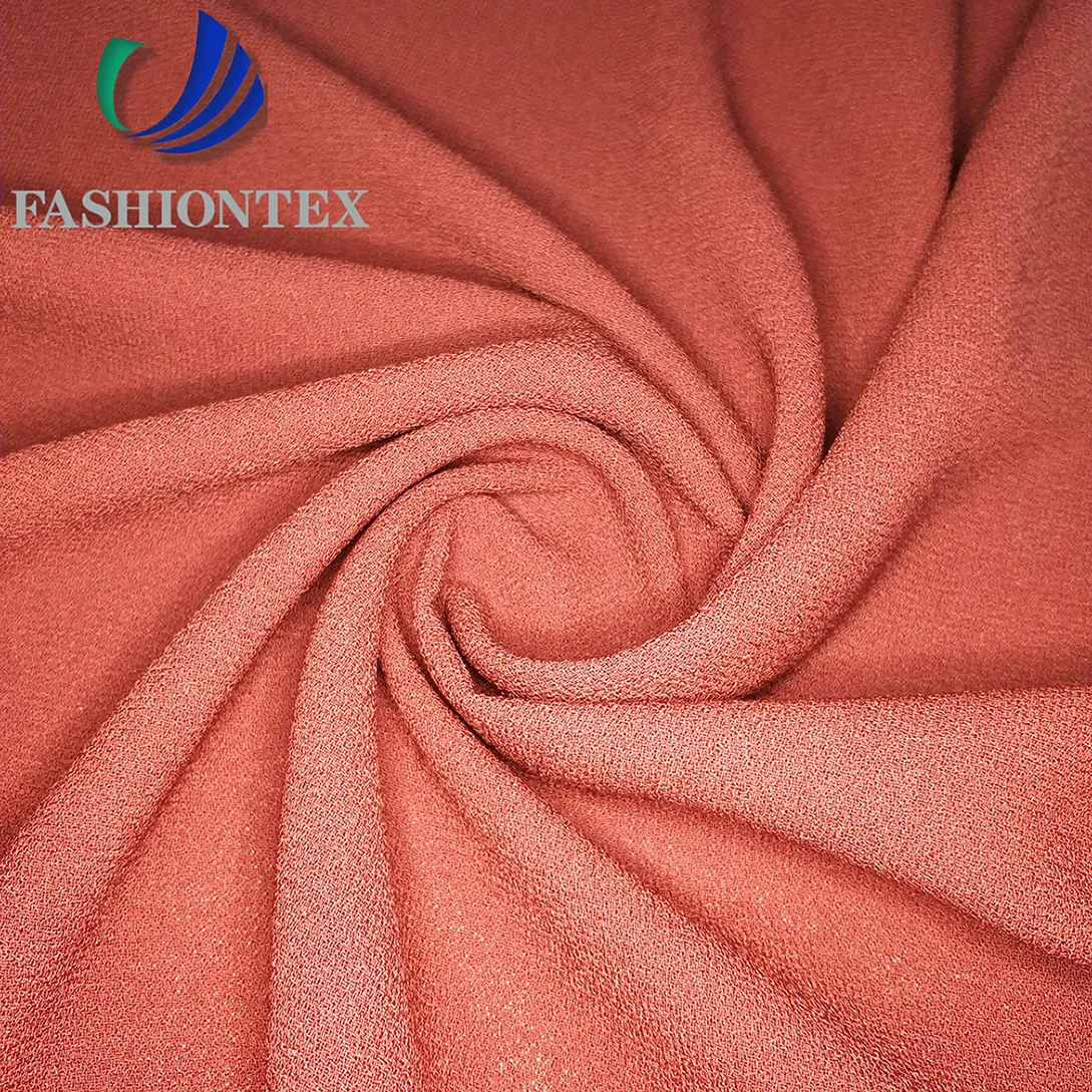 Fashiontex 100+75 Wool Dobby Ggt 100% Polyester Composite Moss Crepe  Fabric