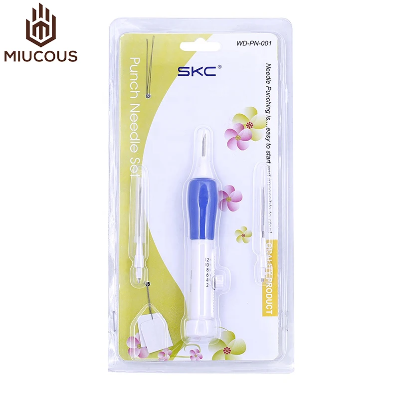 SKC Plastic DIY Crafts Punch Needle Tool Magic Embroidery Pen Set 3 Interchangeable Poke