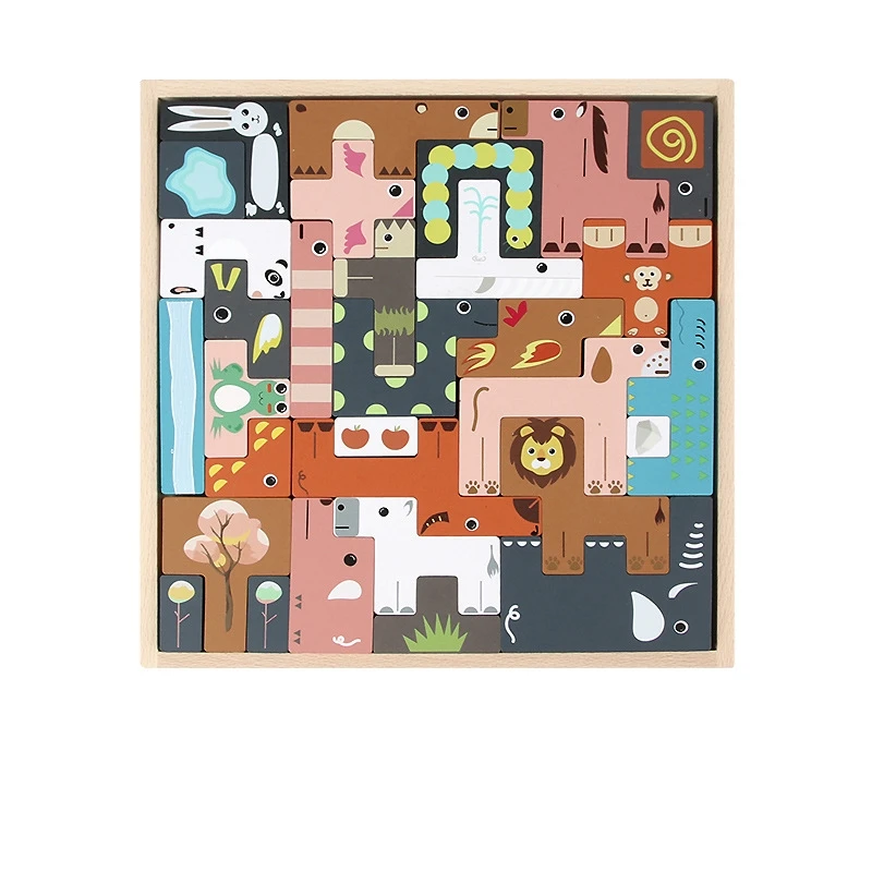 Дошкольный образовательный Деревянный Русский Штабелируемый конструктор головоломка игра игрушка