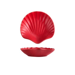 Porcelain Dessert Snack Fruit Salad Tableware Shell Shape Ceramic Plate For Restaurant