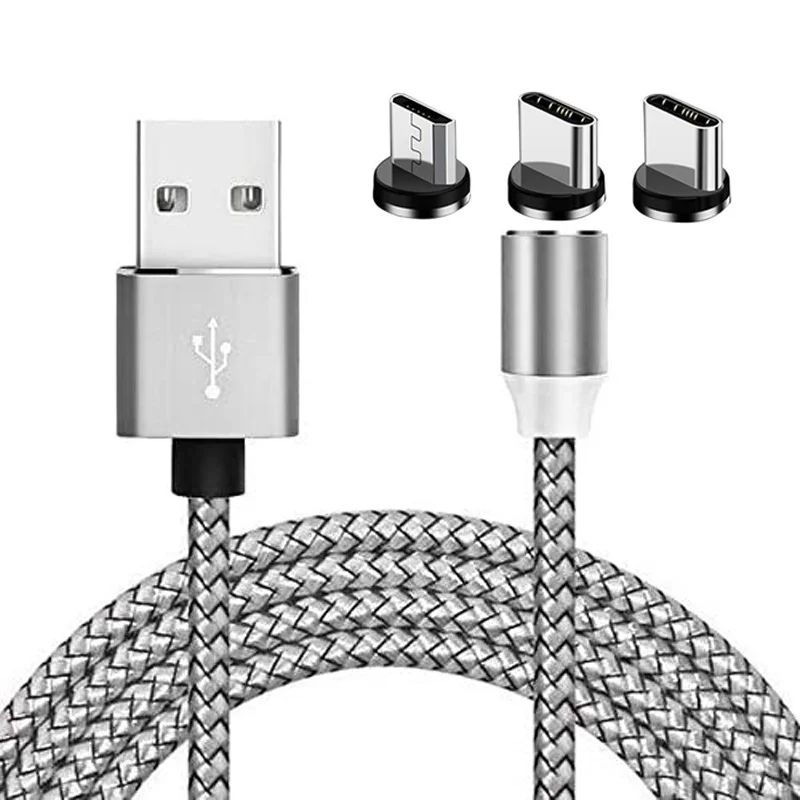 3 in 1 Magnetic Cable Fast Cord 3ft 6ft Three interfaces Micro Usb Type C 8pin Magnetic USB Charging Cable for Mobile Charging