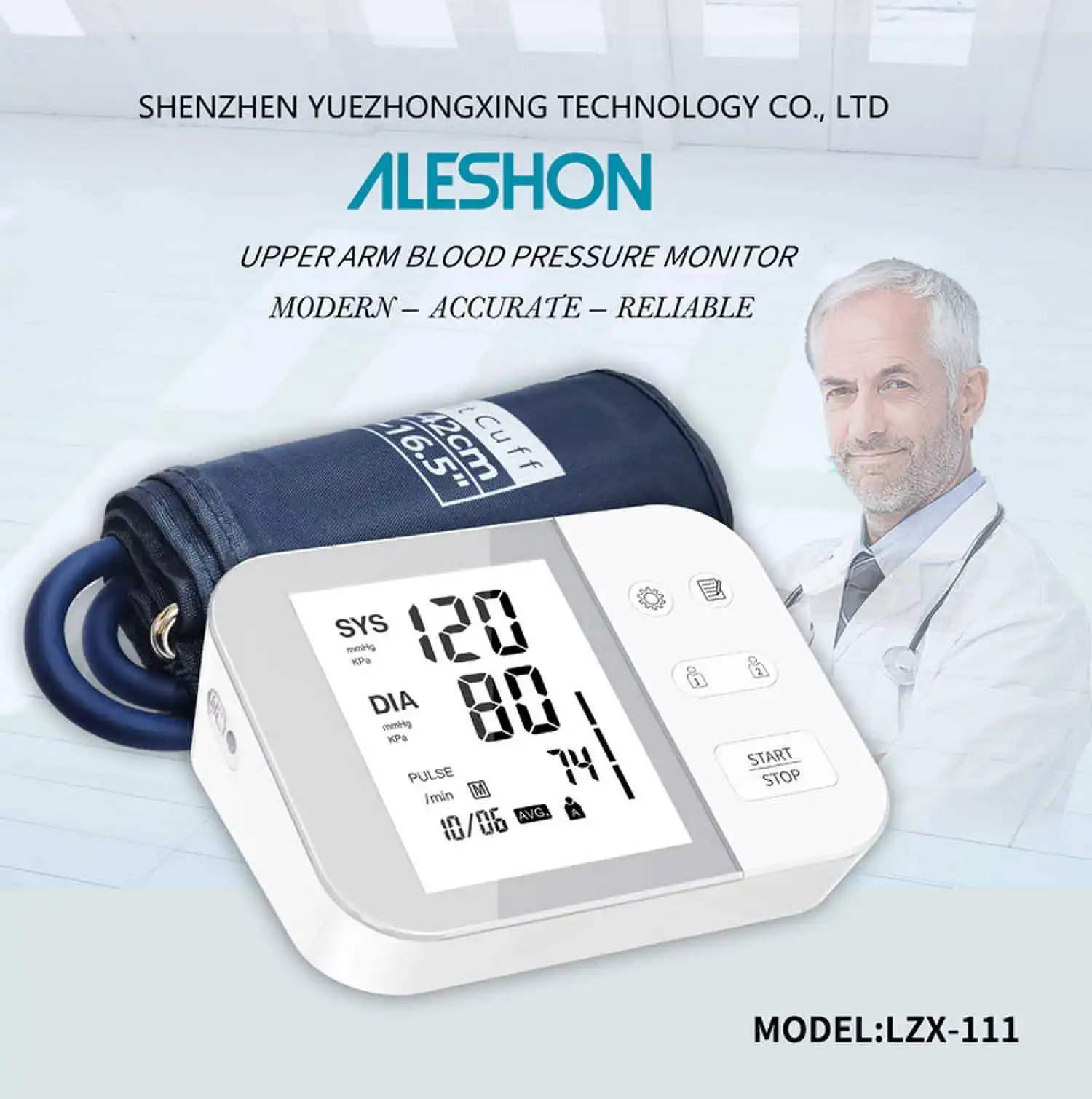 Long Service Life Large Screen Display Accurate Measurement Electronic Best Desktop Blood Pressure Monitor