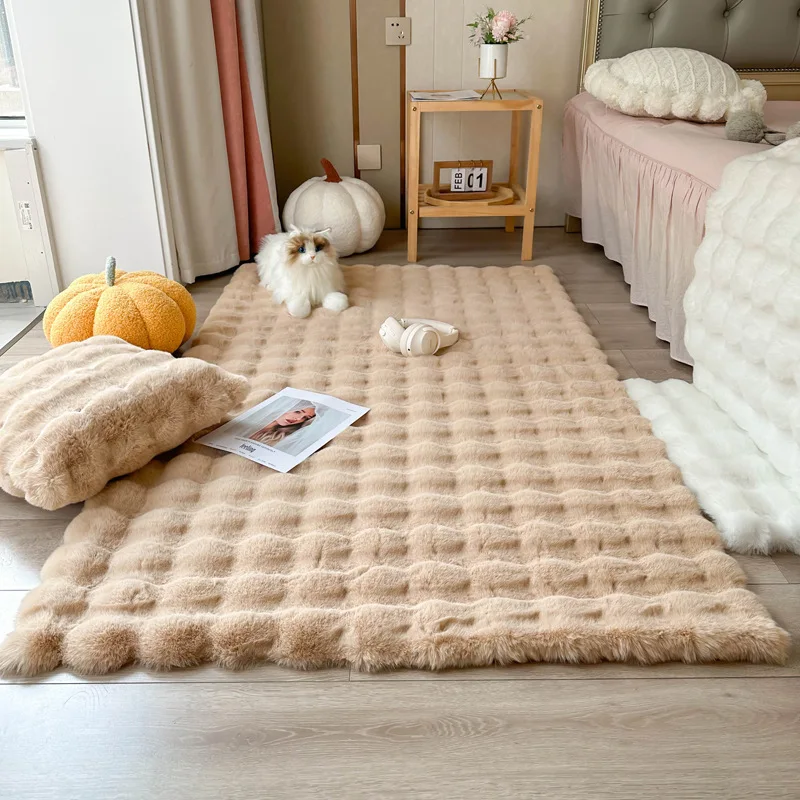 SIPEIEN Ultra Soft Faux Sheepskin Fluffy Rug High Pile Wool for Door Modern Style Carpet for Bedroom and Living Room