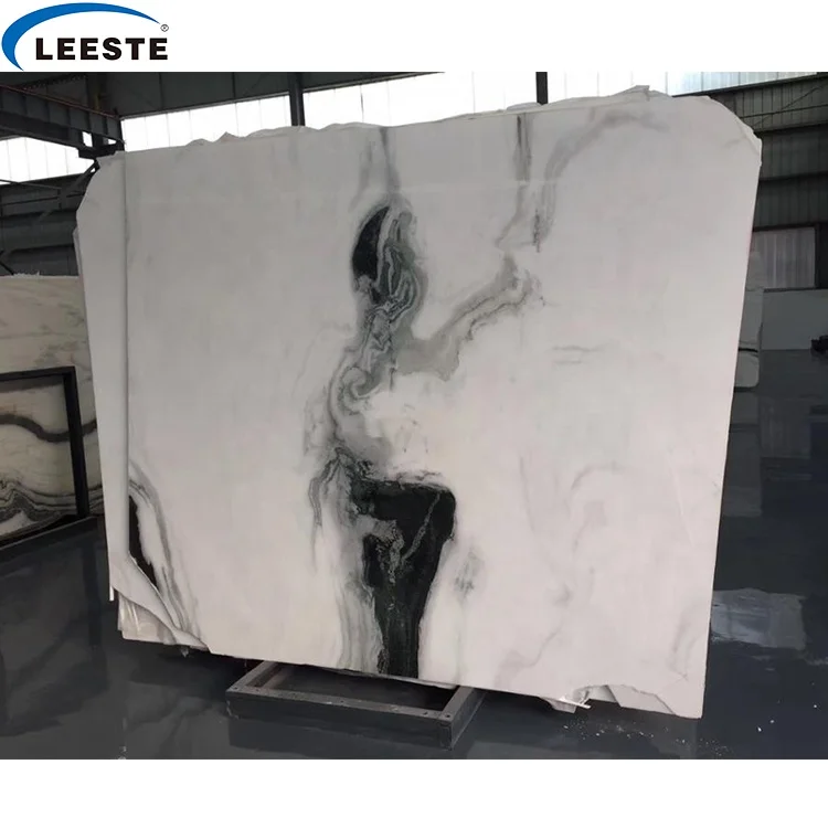 China quarry Custom Cutting Stone wall and floor with black vein tile nature panda white marble slab